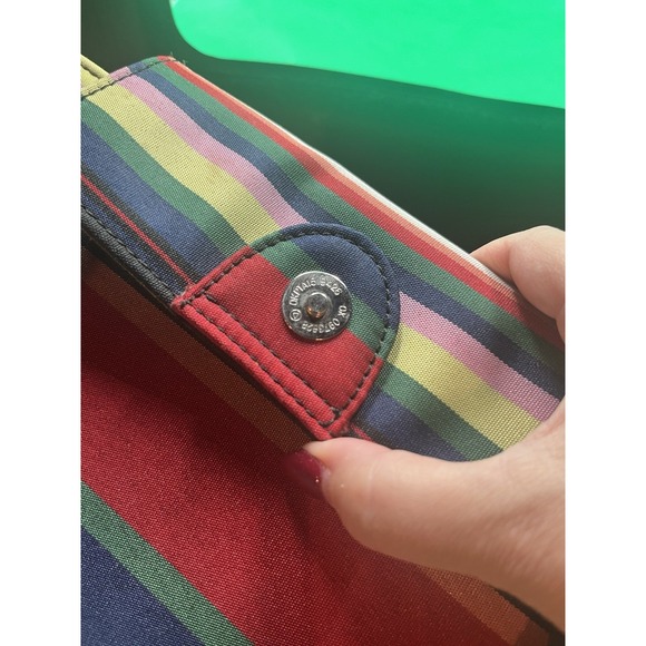 Vintage Kate Spade Iconic Canvas Rainbow Striped Bag Small Tote Purse - Picture 6 of 6